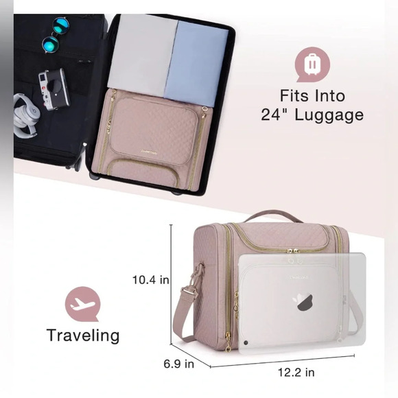 Soft Pink Travel Hanging Organizer with Multiple Compartments - Picture 3 of 3